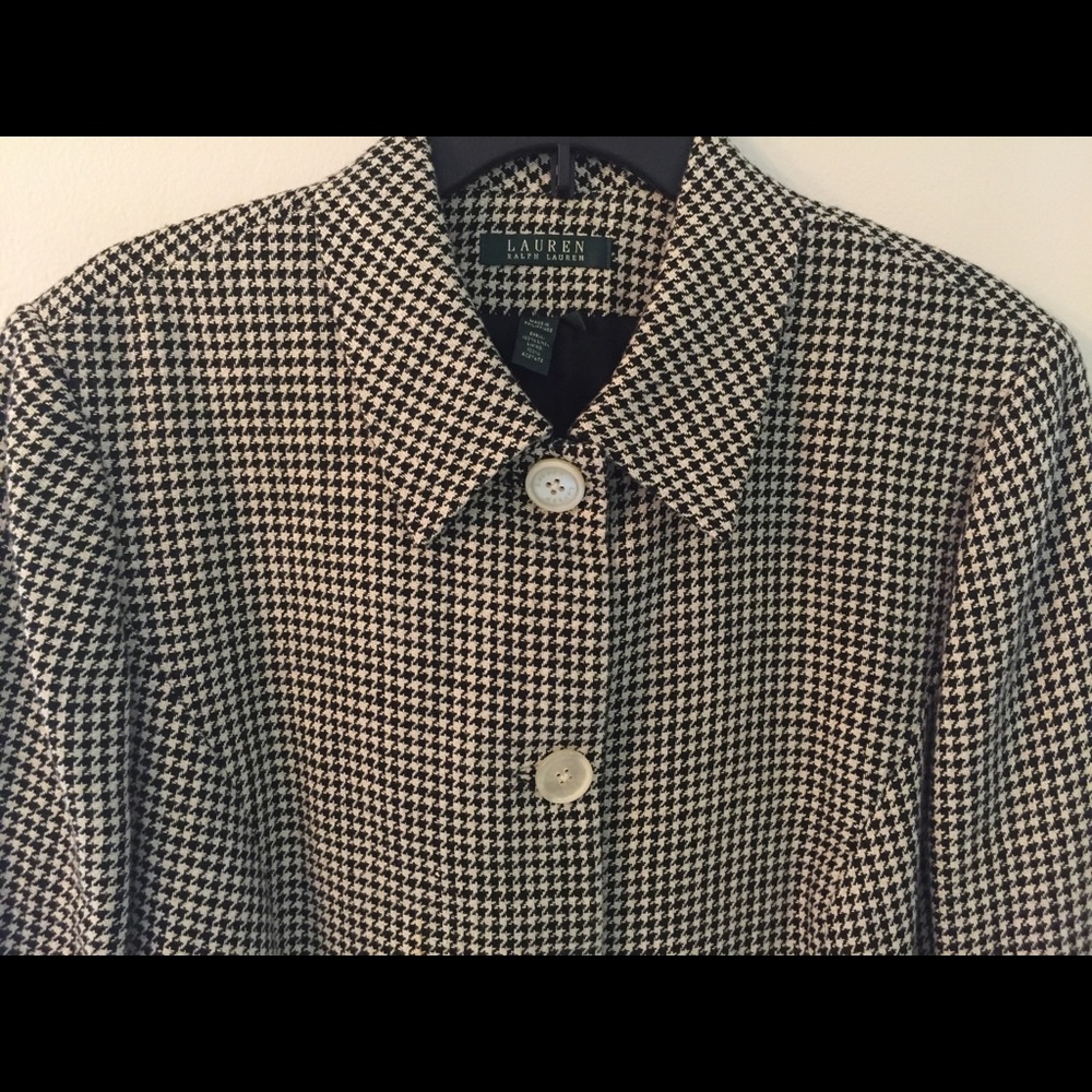 Ralph Lauren black/beige houndstooth blazer Sz 14W